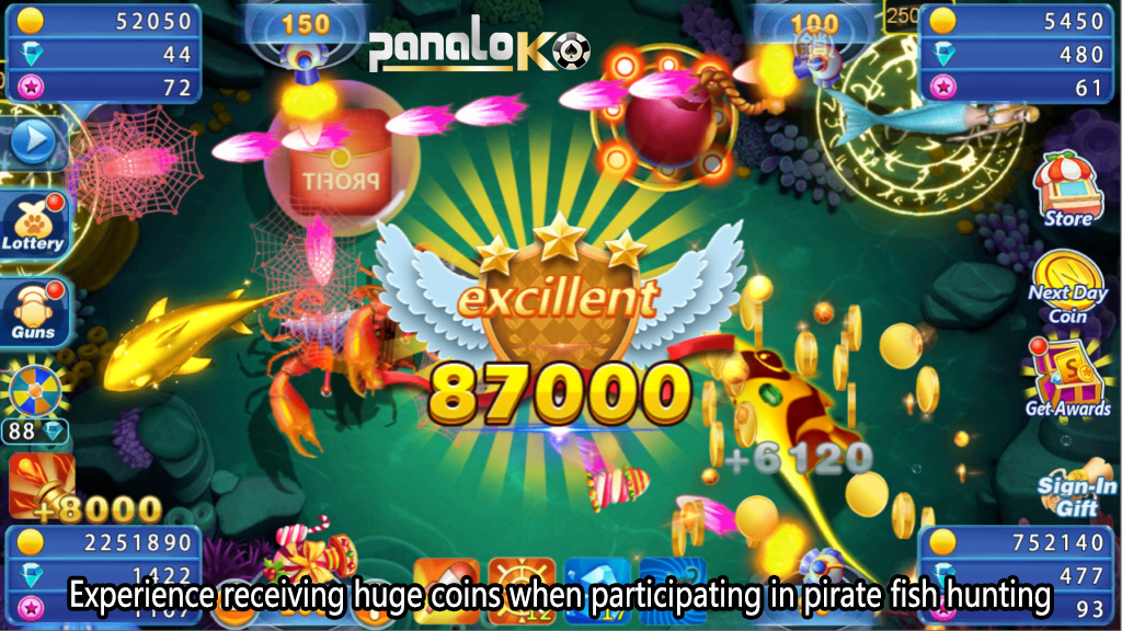 Experience receiving huge coins when participating in pirate fish hunting